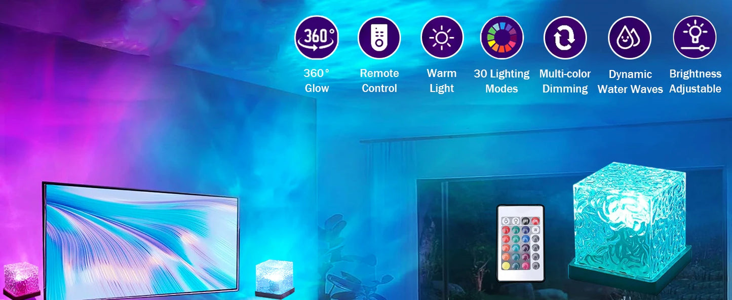LED Water Ripples Lamp Galaxy Projector Night Light with Remote Control USB Powered A Mood Light Perfect for Home Room Decor