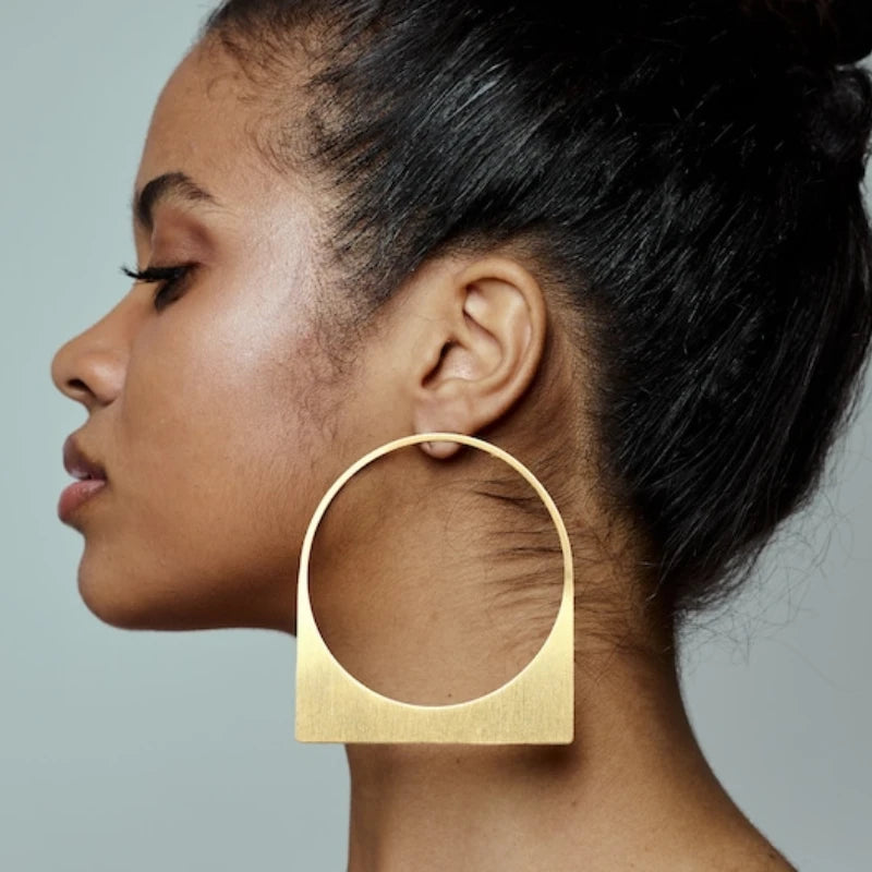 African Large Hoop Earring with Custom Name Middle East Dubai 18K Gold Plated Stainless Steel Earrings Women Jewelry Handmade