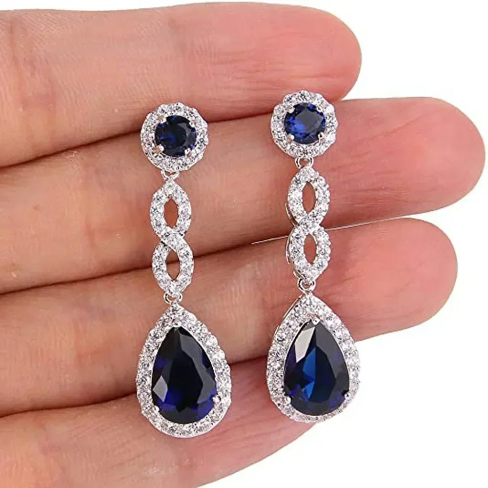 Luxury Square Purple Cubic Zirconia Crystal Earrings  for Women New FashionExquisite Fashion Gold Color Dangle  Wedding Jewelry
