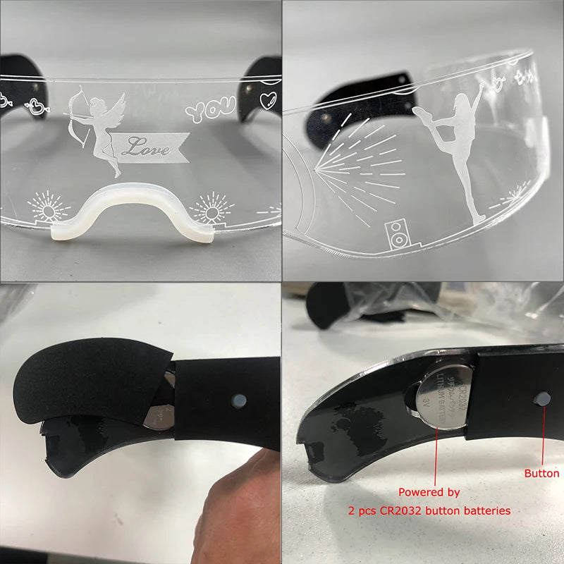 Fashion Luminous Decorative Glasses Neon Light Decoration LED Sunglasses For Nightclub DJ Dance Music Rave Costume Night