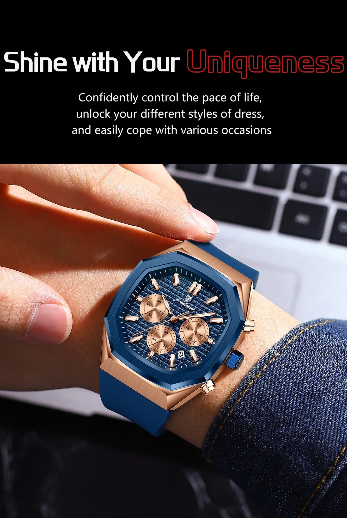 POEDAGAR New Luxury Watches For Men Waterproof Luminous Chronograph Date Man Watch Silicone Strap Fashion Quartz Men Wristwatch