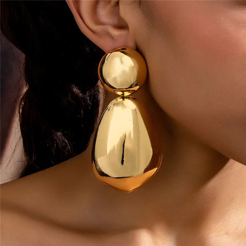 Retro Exaggerated Geometric Round Design Earrings For Women European American Style Large Earrings Party Travel Jewelry Gift