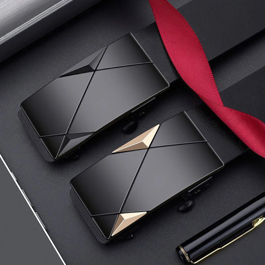 New Men's Automatic Buckle PU Belt Fashion Matching Men's Business Casual Belt Trendy Waist Accessories Wholesale