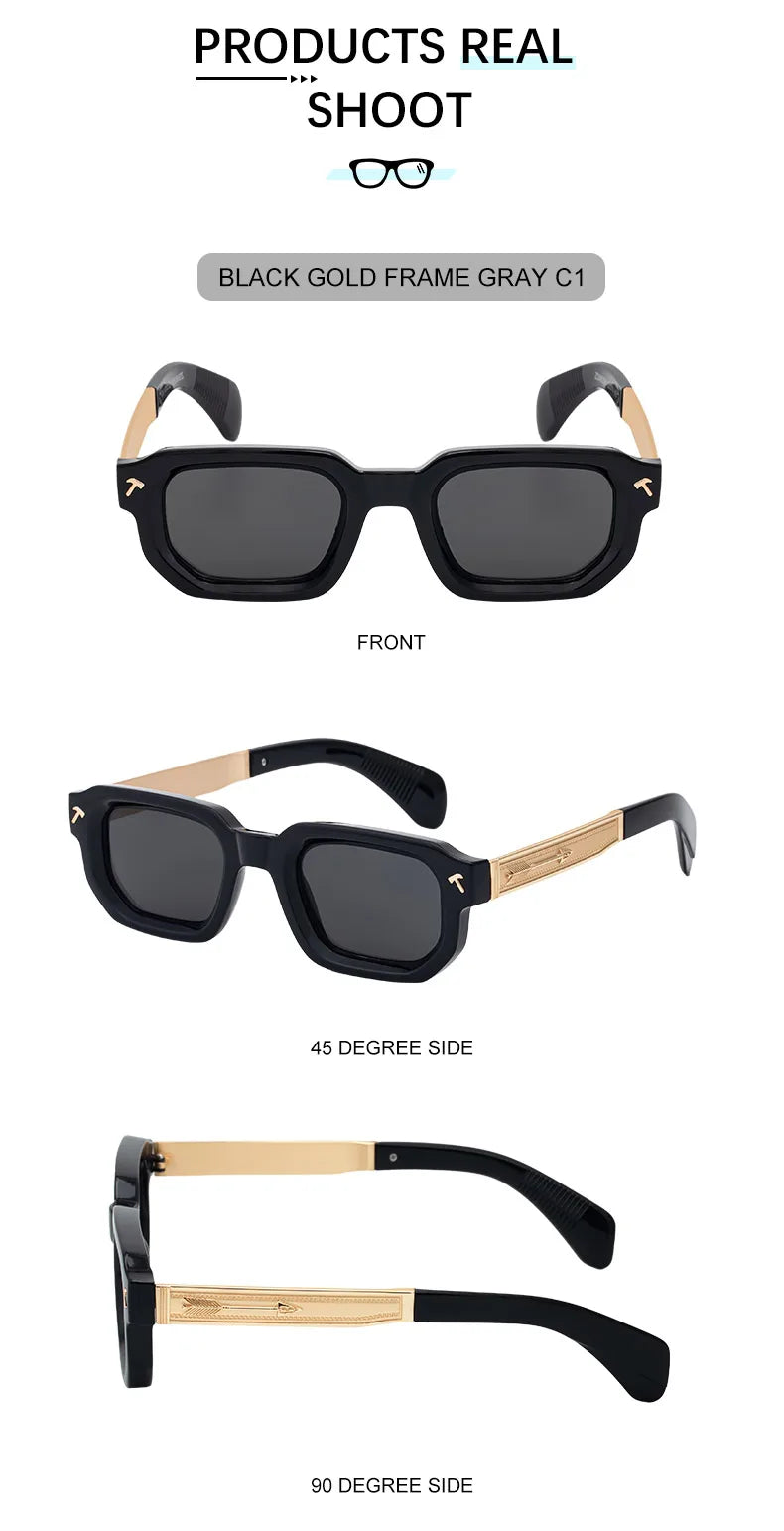 Polarized Square Punk Sunglasses Men 2025 Luxury Brand Classic Rectangle Sunglass UV400 Driving Eyewear Fashion Outdoor Shades