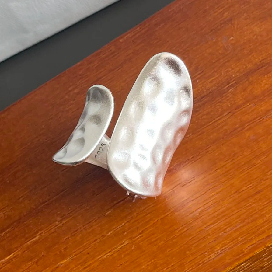 925 Sterling Silver Rings For Women Geometric Fine Jewelry Finger Adjustable Wide Sparkling Ring For Party Birthday Gift