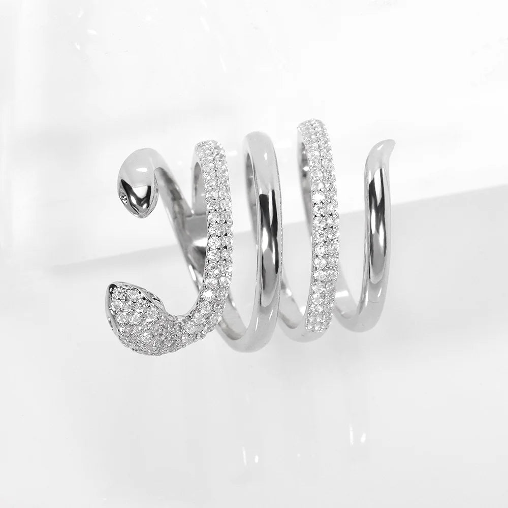 Bridal Talk Serpentine ring AAA Cubic Zirconia sparkling crystal multi-layer design fashion jewelry wedding party date gift
