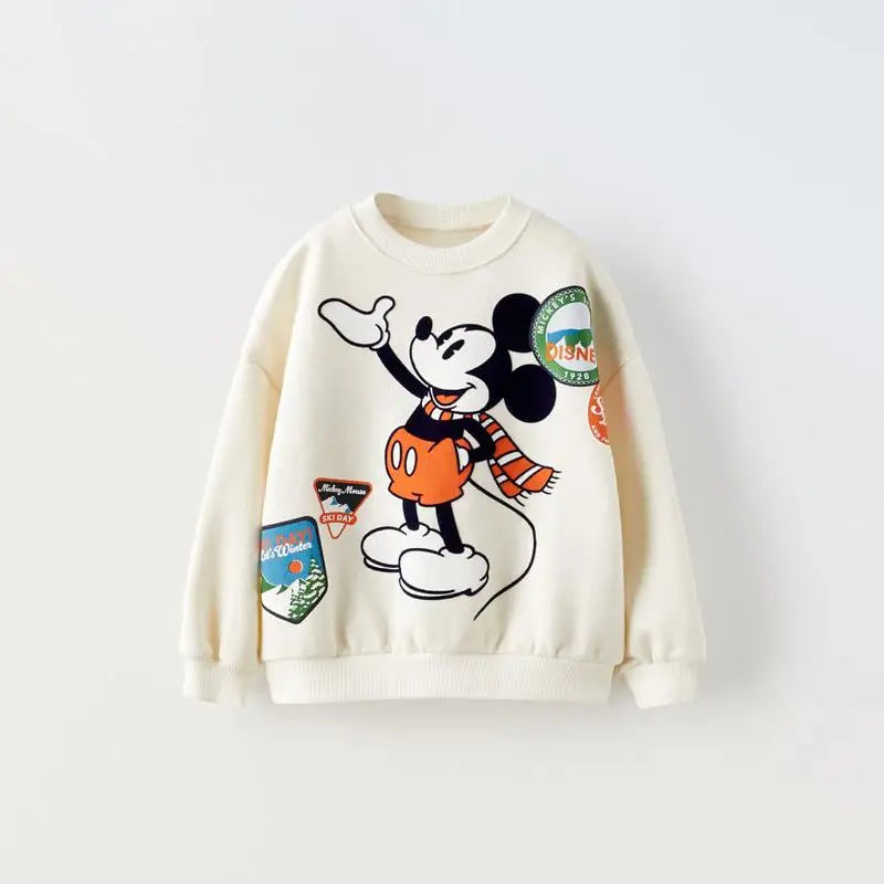 New Fashion Clothes Long-sleeved Tops Cartoon Sweatshirts Printed Round Neck Tops 2025 Spring Autumn Wear Baby Cute Hoodies