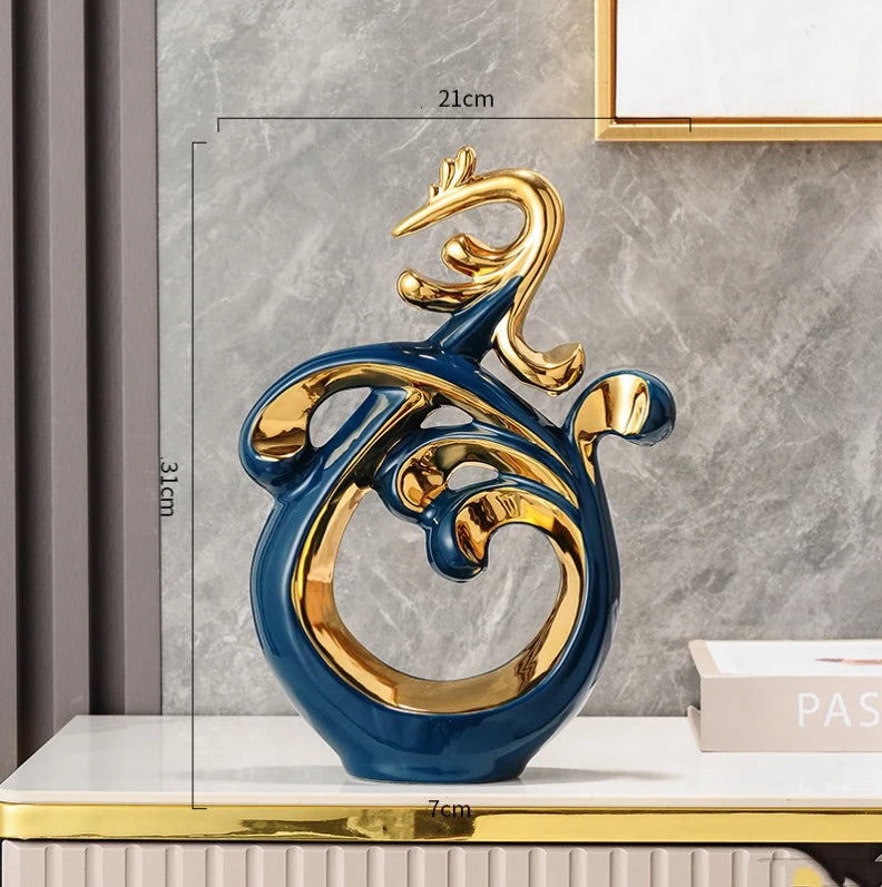 Simple Abstract Phoenix Ceramic Sculpture Home Livingroom Desktop Statue Ornaments Cabinet Table Figurines Decoration Crafts