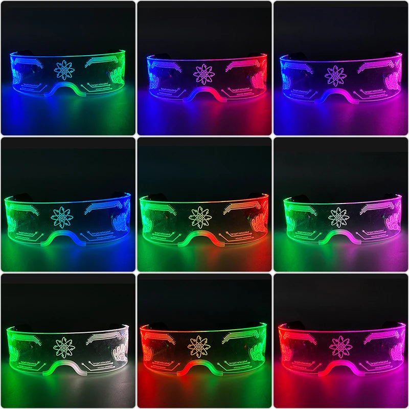 Fashion Luminous Decorative Glasses Neon Light Decoration LED Sunglasses For Nightclub DJ Dance Music Rave Costume Night