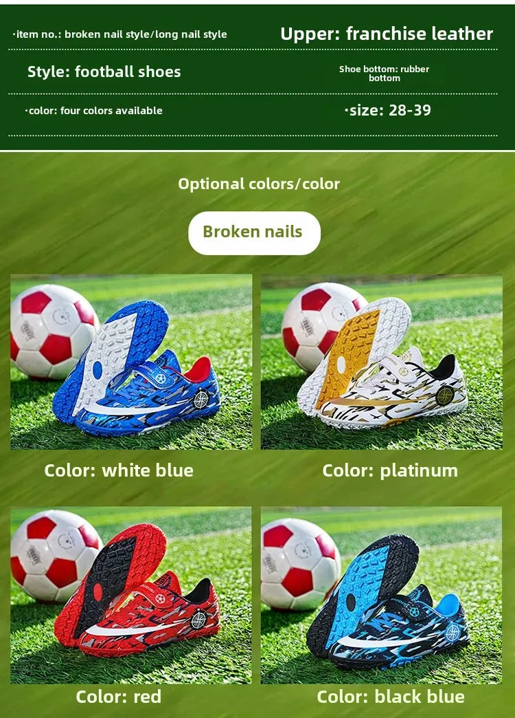 Boys Professional Football Training Shoes Running Sports Shoes Athletic Cleats Primary School Students Long Nails