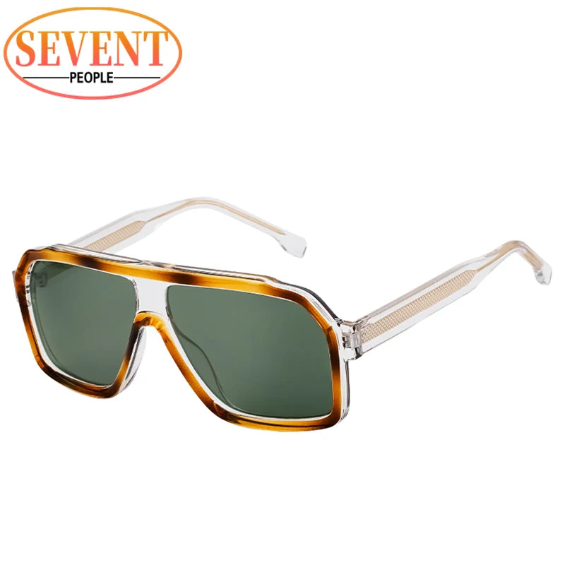 Classic Oversized Square Sunglasses Men 2024 Luxury Brand Trendy Metal Big Frame Goggles Eyewear Stylish Sun Glasses For Ladies