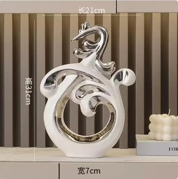 Simple Abstract Phoenix Ceramic Sculpture Home Livingroom Desktop Statue Ornaments Cabinet Table Figurines Decoration Crafts