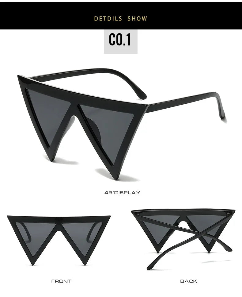 Fashion Y2k Triangle Punk Shades Sunglasses Goggle Women Men Big Frame Steampunk Sun Glasses Trend Windproof Eyewear gafas de so