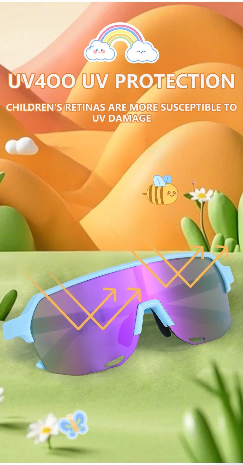 SCVCN Children Outdoor Cycling Sunglasses MTB Camping Glasses Teenager Sports Road Bike Eyewear Girls UV400 Protective Goggles