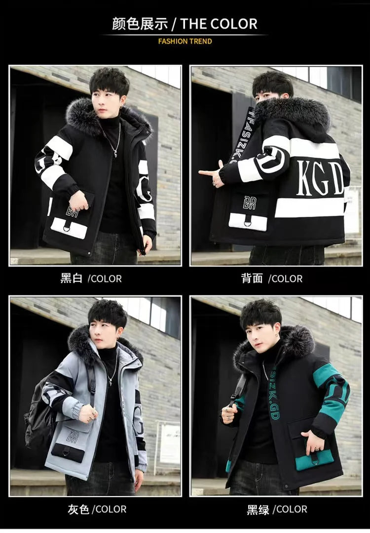 Winter cotton jacket men's thick warm men's cotton jacket loose winter jacket youth down cotton jacket fashionable cotton jacket