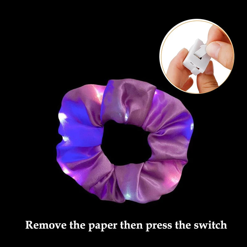 1/10 Pcs LED Luminous Scrunchies Glowing Hairband Girl Light Up Hair Scrunchy Birthday Party Headwear Supplies Hair Accessories