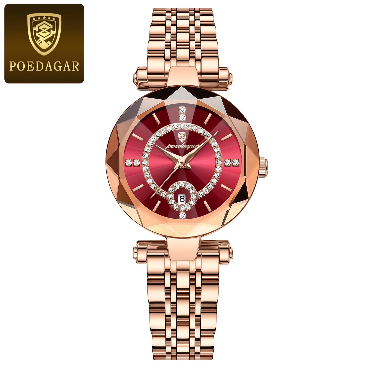 POEDAGAR Luxury Original Watches For Women Waterproof Stainless Steel Date Ladies Watch Diamond Fashion Quartz Woman Watch Reloj