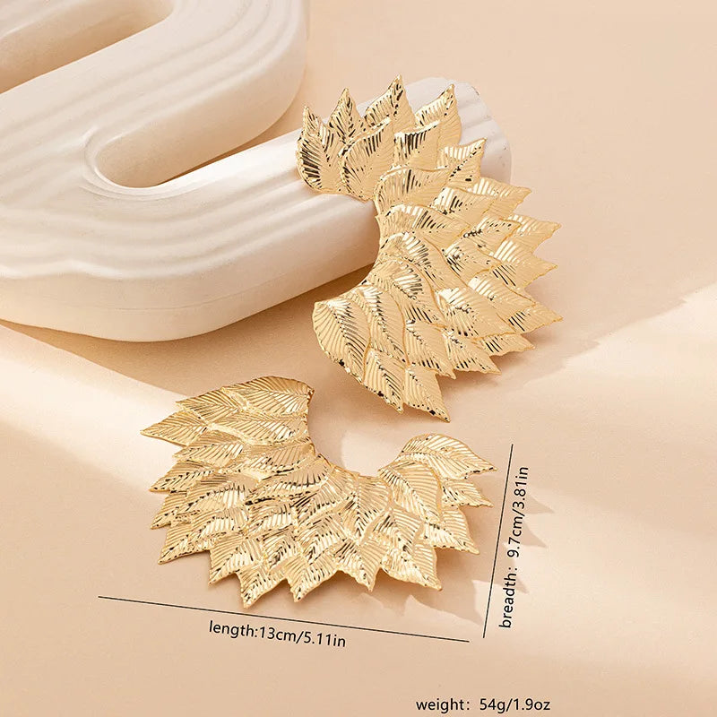 Multilayer Leaf Earrings for Women Simple Fashion Ear Jewelry Accessories Hot Sale Party Gift 2025 New Style