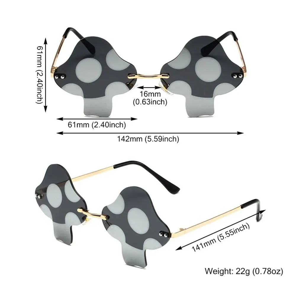 Cartoon Mushroom Shape Sunglasses Women Irregular Rimless Sun Glasses Trendy Funny Sunglasses Outdoor Party Favor Decorations