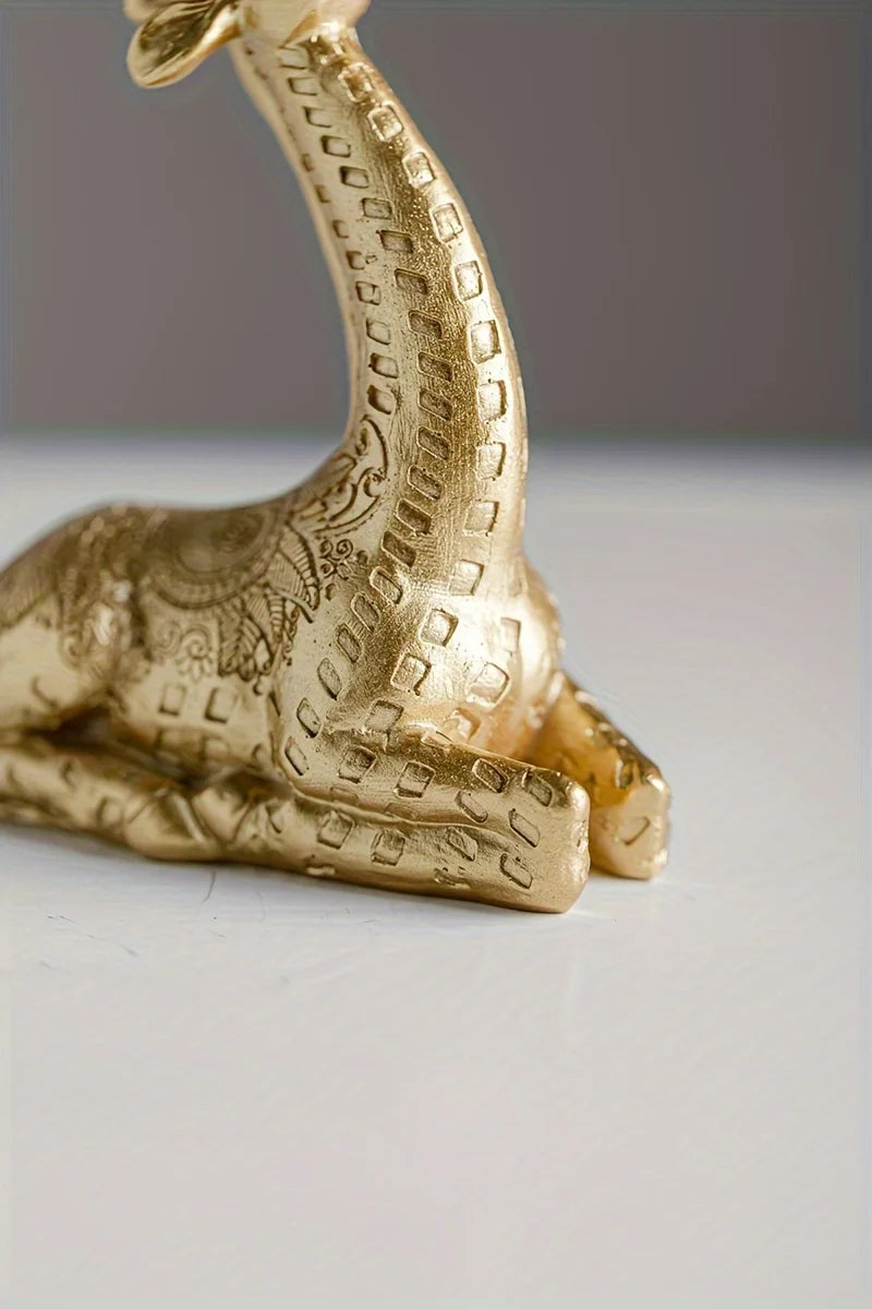 2pcs/set Giraffe Ornament, Golden Statue Art Craft, For Bookshelf Home Living Room Office Cafe Decor,Display Entryway Decor