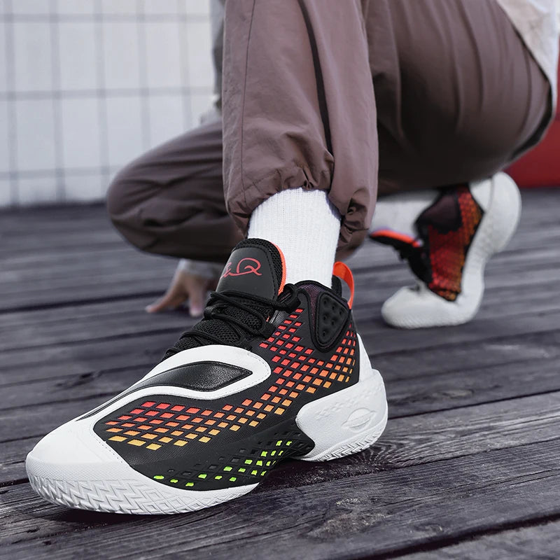 High-quality Men's Basketball Shoes Women Reflective Basketball Sneakers Men Outdoor Rubber Anti Slip Sports Training Shoes Male