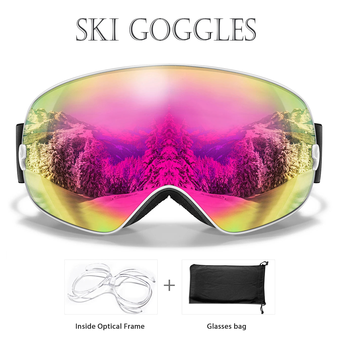 Lens Anti-Fog Ski Goggles for Men Women - Skiing Snowboard Outdoor Sports UV Protection