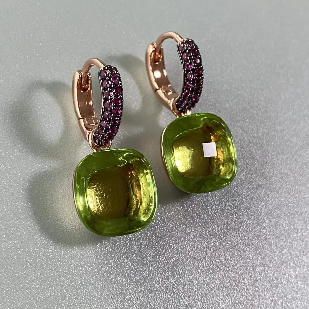 12.6mm Flat Nudo Earrings Inlay Black Zircon Candy Color Crystal Earrings For Women Drop Earrings Fashion Jewelry Gift