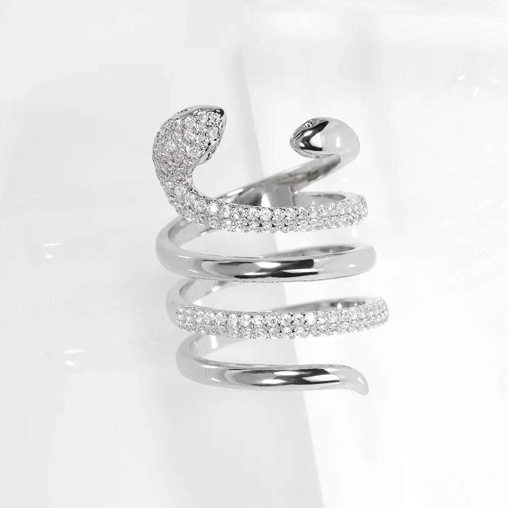 Bridal Talk Serpentine ring AAA Cubic Zirconia sparkling crystal multi-layer design fashion jewelry wedding party date gift