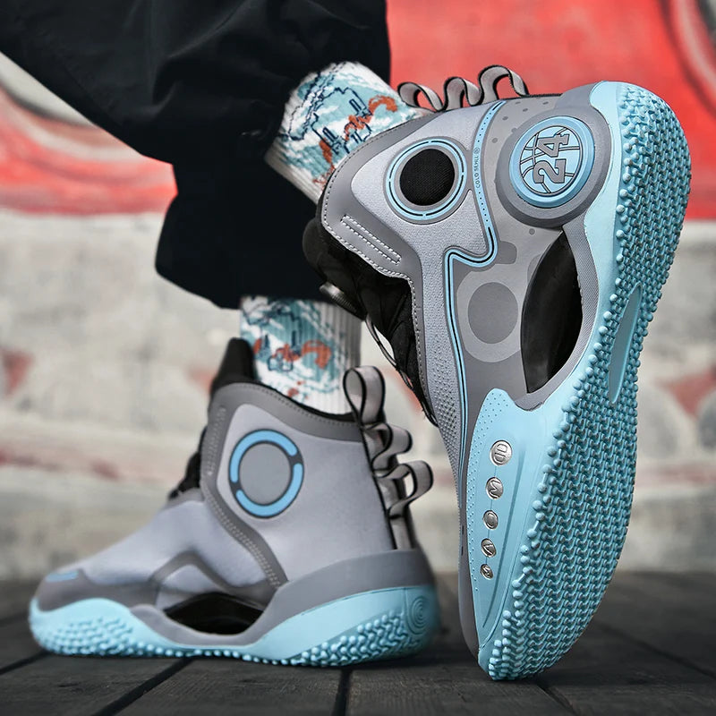 High-top Men Basketball Shoes Kids Rotating Button Basket Boots Brand Design Sneakers Men Outdoor Basketball Training Shoes Male