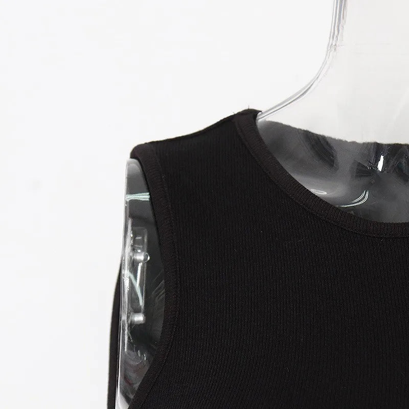 Casual y2k White Cut Out Women's T Shirt Sleeveless Slim T Shirts Female Clothing 2024 Summer Fashion crop top women camisetas