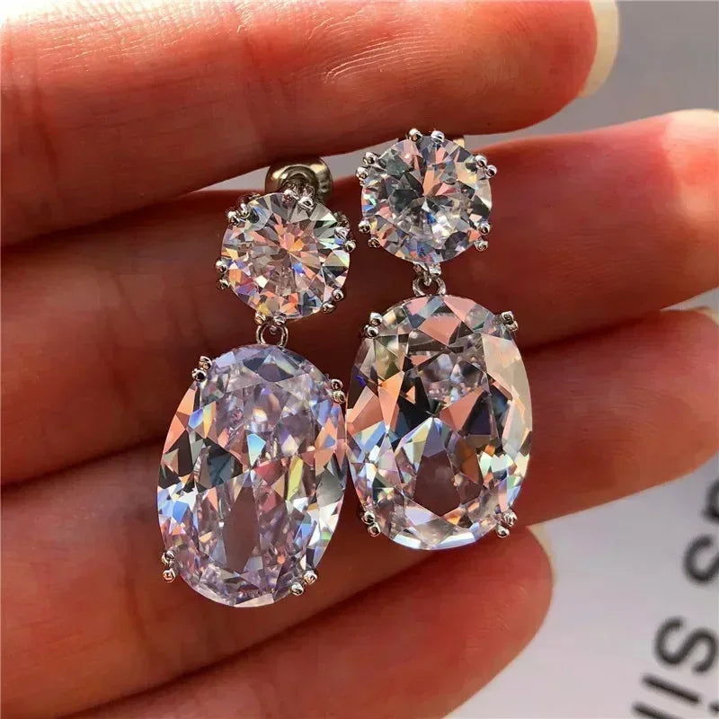 Luxury Square Purple Cubic Zirconia Crystal Earrings  for Women New FashionExquisite Fashion Gold Color Dangle  Wedding Jewelry