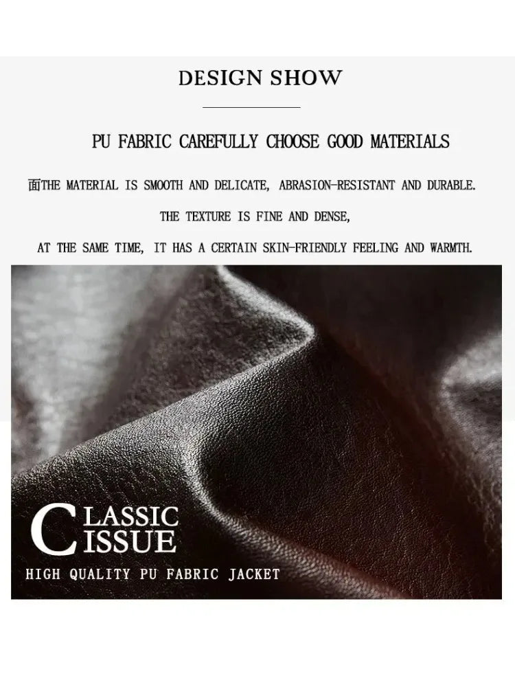 Fashion Warm Winter Mens PU Leather Jacket With Fur Collar Thicken Fleece Motorcycle Coat Casual Faux Leather Locomotive Jacket