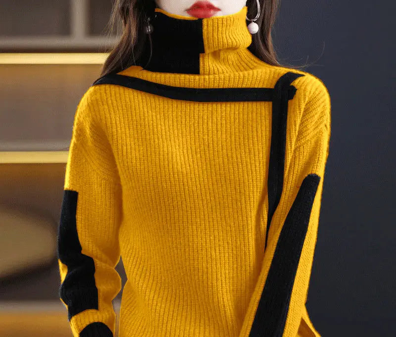 Vintage Ladies Sweater New Turtleneck Autumn Winter Loose Pullover Interior Lapping Knitting Bottoming Shirt Women Clothes Tops