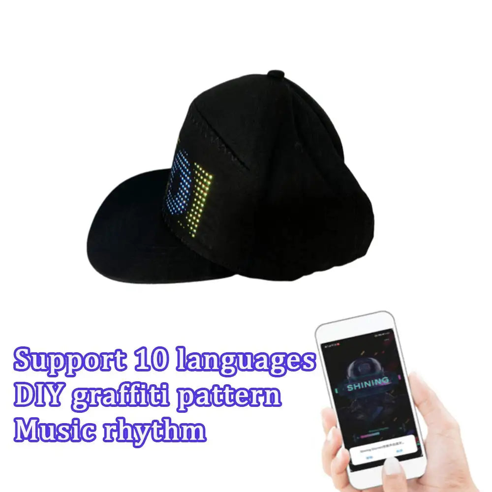 2025 New LED Cap, Multi-Language APP Control DIY Editing Light Up Cool Hat (Text, Music, Image, Drawing) For Men Women