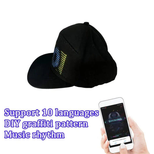 2025 New LED Cap, Multi-Language APP Control DIY Editing Light Up Cool Hat (Text, Music, Image, Drawing) For Men Women