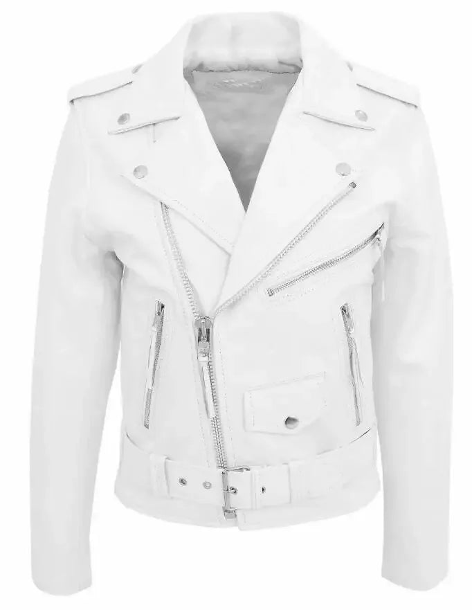 White PU Leather Jacket Men's Jacket Long Sleeve Motorcycle Punk Style Coat Autumn Winter