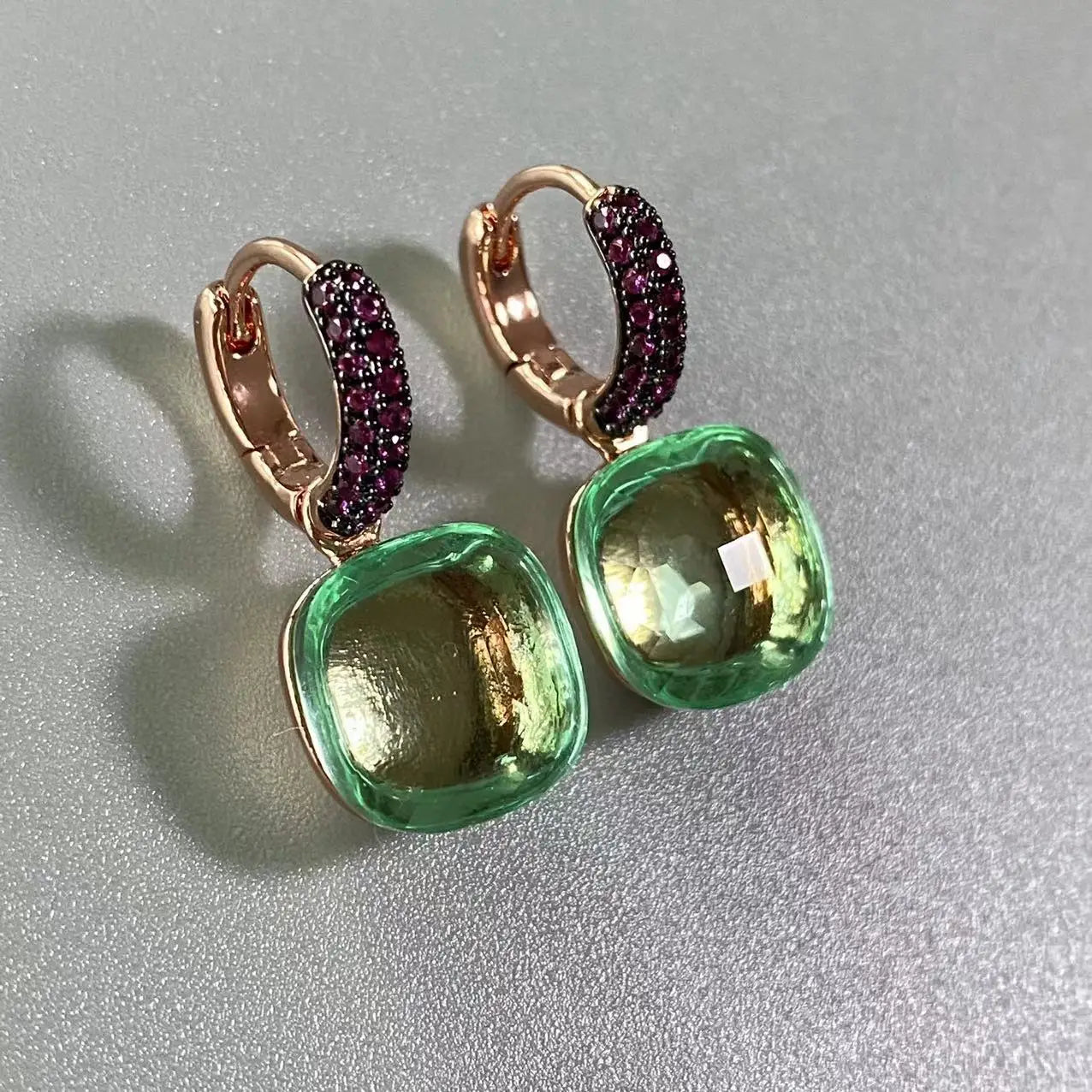 12.6mm Flat Nudo Earrings Inlay Black Zircon Candy Color Crystal Earrings For Women Drop Earrings Fashion Jewelry Gift