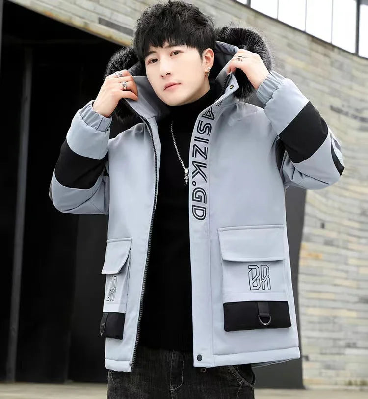 Winter cotton jacket men's thick warm men's cotton jacket loose winter jacket youth down cotton jacket fashionable cotton jacket