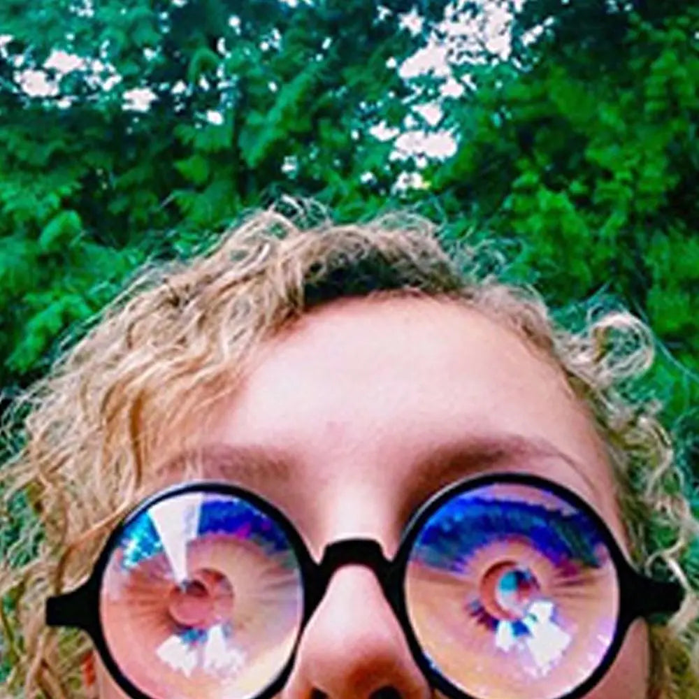 Kaleidoscope Psychedelic Eyeglasses Men Women Funny Round Sunglasses Rave Festival Stylish Female Carnival Party Queen Glasses