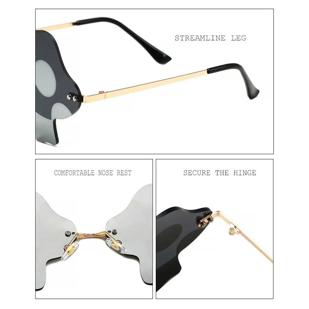 Cartoon Mushroom Shape Sunglasses Women Irregular Rimless Sun Glasses Trendy Funny Sunglasses Outdoor Party Favor Decorations