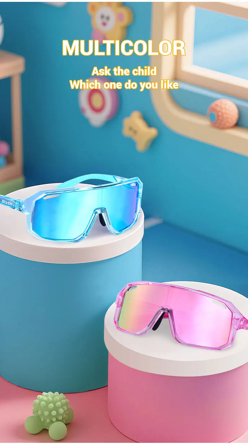 SCVCN Children Cycling Glasses Kids Outdoor Sports Sunglasses UV400 MTB Bike Eyewear Girls Boys Camping Fishing Golf Accessories