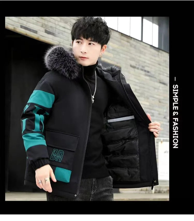 Winter cotton jacket men's thick warm men's cotton jacket loose winter jacket youth down cotton jacket fashionable cotton jacket