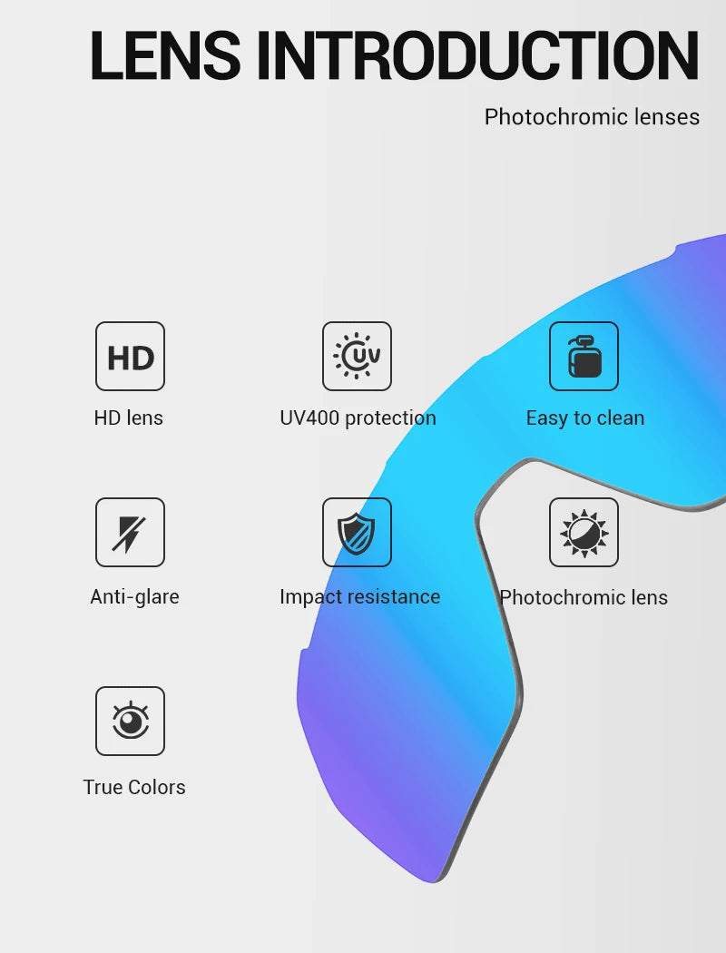 Scvcn Color Photochromic Sunglasses Cycling Glasses Sports for Men Mountain Bike Road Bicycle Fashion Eyewear Goggles UV400 MTB