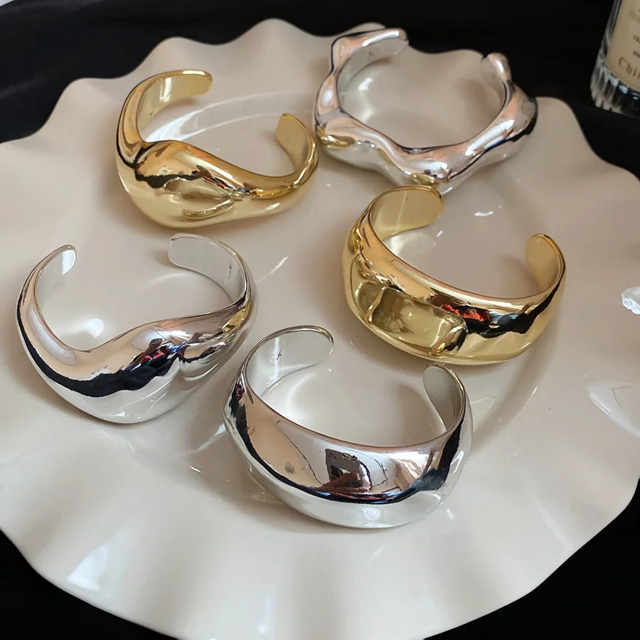 Irregular Geometric Twisted Open Bangles for Women European and American Personalized Bracelet Exaggerated Temperament Jewelry