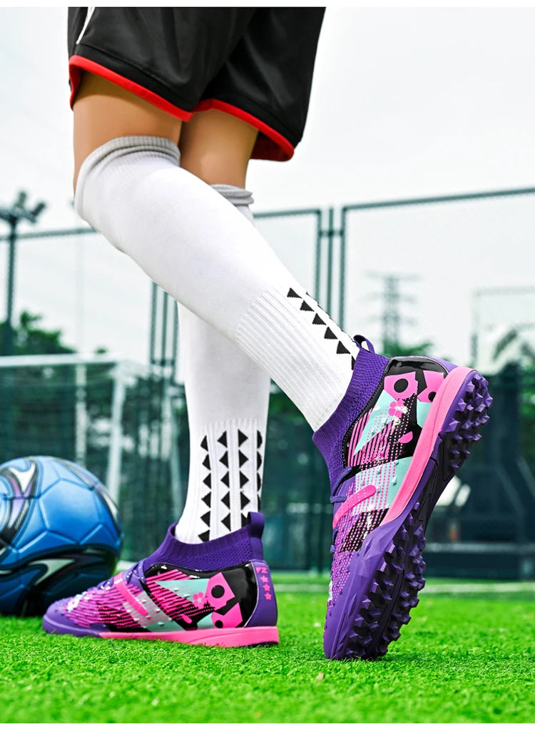 New Men Soccer Shoes High-quality Outdoor High Ankle Ultralight Indoor Football Boots Non-Slip Sports Shoes Futsal Non-Slip