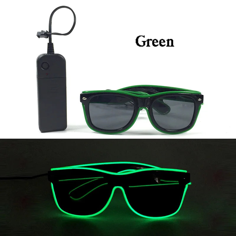 Fashion Luminous Decorative Glasses Neon Light Decoration LED Sunglasses For Nightclub DJ Dance Music Rave Costume Night