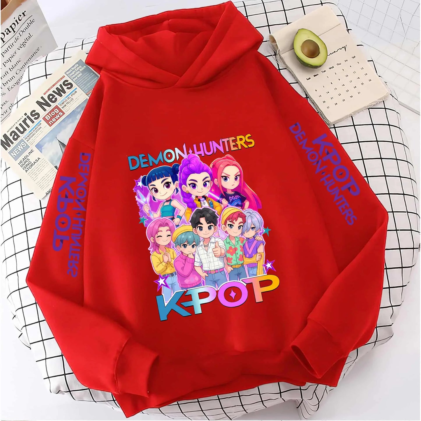 Cute Girls Hooded Sweatshirt Warm Rumi KPop Demon Hunter Cartoon Children's Wave Fashion Casual Tops Casual Black Pink Clothing