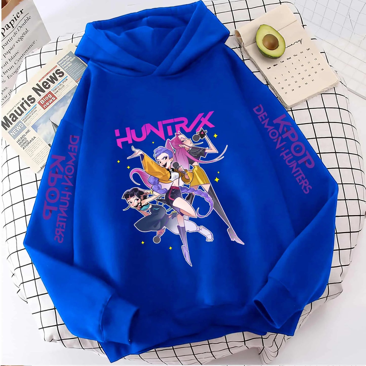 Cute Girls Hooded Sweatshirt Warm Rumi KPop Demon Hunter Cartoon Children's Wave Fashion Casual Tops Casual Black Pink Clothing