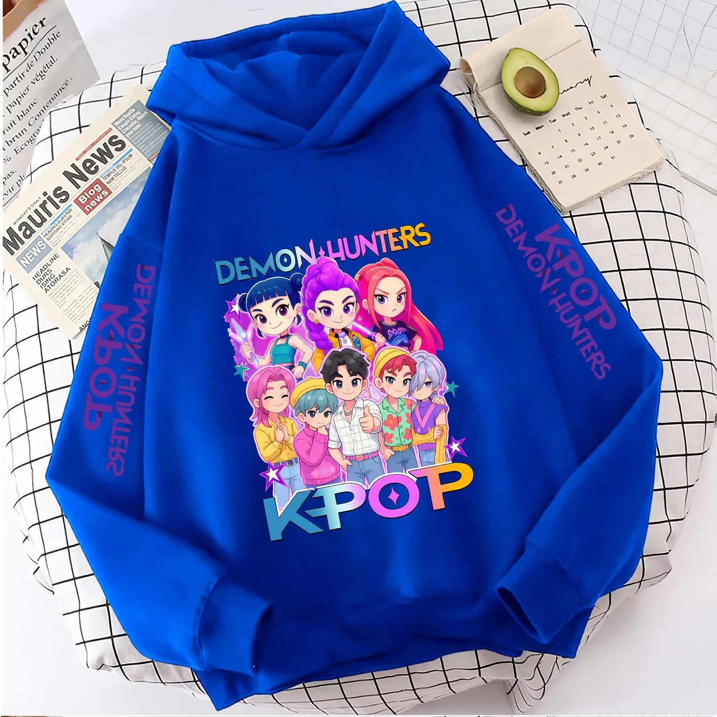Cute Girls Hooded Sweatshirt Warm Rumi KPop Demon Hunter Cartoon Children's Wave Fashion Casual Tops Casual Black Pink Clothing