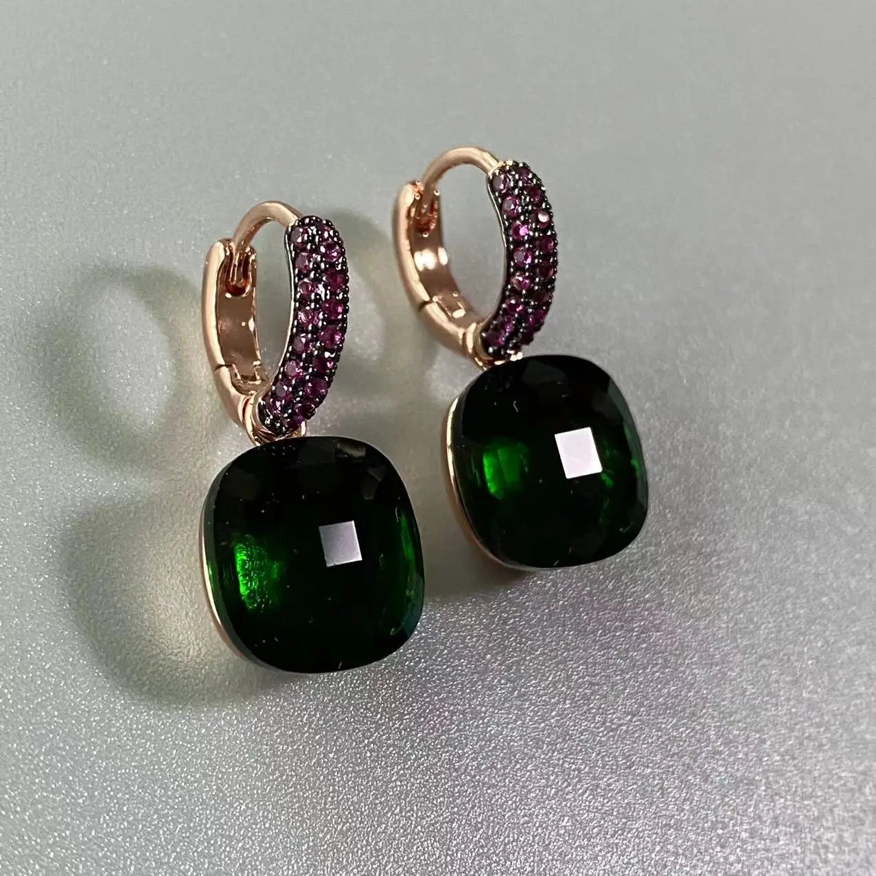 12.6mm Flat Nudo Earrings Inlay Black Zircon Candy Color Crystal Earrings For Women Drop Earrings Fashion Jewelry Gift